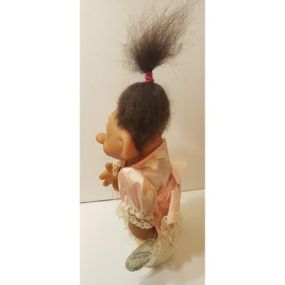 Dam Troll Little Bo Peep Doll Pink White Polka Dot Dress Brown Hair Norfin Tag - Picture 2 of 14